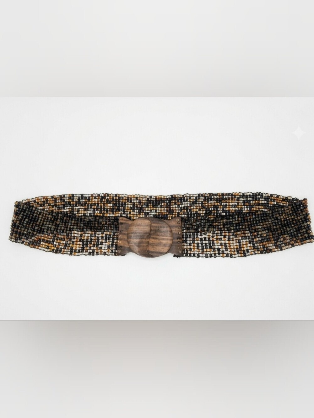 Artisanal Woven Elastic Belt with Wooden Buckle OS - Mexican Handcrafted